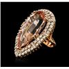 Image 2 : 14KT Rose Gold GIA Certified 29.95 ctw Morganite and Diamond Ring