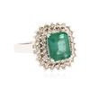 Image 2 : 14KT White Gold 3.05 ctw Emerald and Diamond Ring