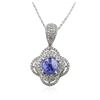 Image 2 : 14KT White Gold 4.18 ctw Tanzanite and Diamond Pendant With Chain
