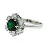Image 2 : 14KT White Gold 1.49 ctw Green Tourmaline and Diamond Ring