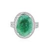 Image 1 : PLATED SILVER 9.30 ctw Emerald and White Topaz Ring