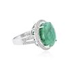 Image 2 : PLATED SILVER 9.30 ctw Emerald and White Topaz Ring