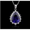 Image 2 : 14KT White Gold GIA Certified 23.12 ctw Tanzanite and Diamond Pendant With Chain