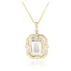 Image 2 : 14KT Yellow Gold 7.50 ctw Aquamarine and Diamond Pendant With Chain