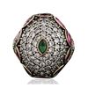 Image 1 : Silver 2.20 ctw Ruby, Emerald and Cubic Zirconia Ring
