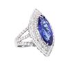 Image 2 : 18KT White Gold GIA Certified 10.54 ctw Tanzanite and Diamond Ring