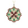 Image 2 : 14KT Yellow Gold 11.78 ctw Ruby, Emerald and Diamond Pendant With Chain