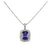 Image 2 : 18KT White Gold 3.59 ctw Tanzanite and Diamond Pendant With Chain