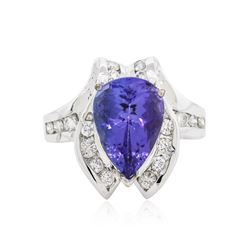 14KT White Gold 4.58 ctw Tanzanite and Diamond Ring