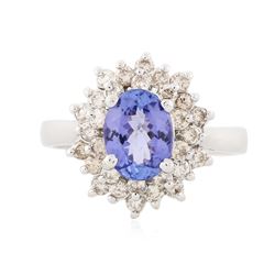 14KT White Gold 1.29 ctw Tanzanite and Diamond Ring