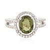 Image 1 : 14KT White Gold 2.06 ctw Green Tourmaline and Diamond Ring