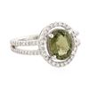 Image 2 : 14KT White Gold 2.06 ctw Green Tourmaline and Diamond Ring