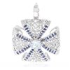 Image 1 : 14KT White Gold 1.01 ctw Aquamarine and Sapphire Pendant