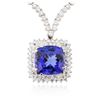 Image 2 : 18KT White Gold 12.86 ctw Tanzanite and Diamond Necklace