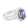 Image 2 : 14KT Two-Tone Gold 1.97 ctw Tanzanite and Diamond Ring