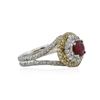 Image 2 : 18KT Two-Tone Gold 1.01 ctw Ruby and Diamond Ring