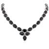 Image 1 : PLATED SILVER 180.46 ctw Blue Sapphire and White Topaz Necklace