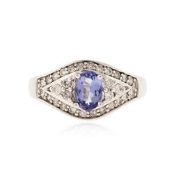 14KT White Gold 0.69 ctw Tanzanite and Diamond Ring