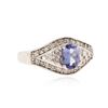 Image 2 : 14KT White Gold 0.69 ctw Tanzanite and Diamond Ring