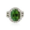 Image 1 : Platinum GIA Certified 4.99 ctw Green Tourmaline and Diamond Ring