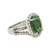 Image 2 : Platinum GIA Certified 4.99 ctw Green Tourmaline and Diamond Ring