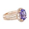 Image 2 : 14KT Rose Gold 2.92 ctw Tanzanite and Diamond Ring