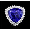 Image 1 : 14KT White Gold GIA Certified 28.96 ctw Tanzanite and Diamond Ring