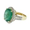 Image 3 : 14KT Yellow Gold 7.61 ctw Emerald and Diamond Ring