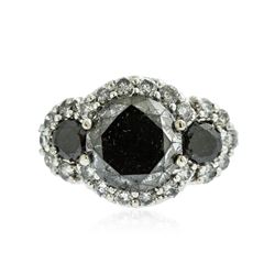 14KT White Gold 4.39 ctw Black Diamond Ring