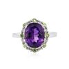 Image 1 : 14KT White Gold 2.86 ctw Amethyst, Peridot and Diamond Ring