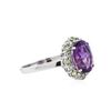 Image 2 : 14KT White Gold 2.86 ctw Amethyst, Peridot and Diamond Ring