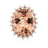 Image 1 : 14KT Rose Gold 26.21 ctw GIA Certified Morganite and Diamond Ring
