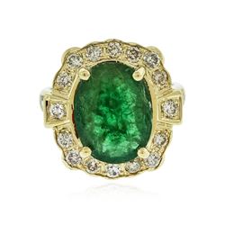 14KT Yellow Gold 3.72 ctw Emerald and Diamond Ring