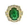Image 1 : 14KT Yellow Gold 3.72 ctw Emerald and Diamond Ring