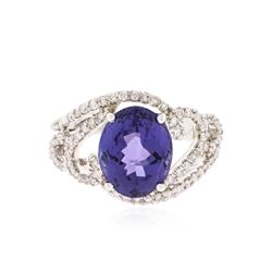 14KT White Gold 4.55 ctw Tanzanite and Diamond Ring