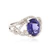 Image 2 : 14KT White Gold 4.55 ctw Tanzanite and Diamond Ring