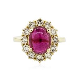 14KT Yellow Gold 3.75 ctw Rubellite and Diamond Ring