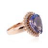 Image 2 : 14KT Rose Gold 6.11 ctw Tanzanite and Diamond Ring