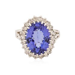 14KT White Gold 5.60 ctw Tanzanite and Diamond Ring