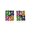 Image 1 : 14KT White Gold 4.00 ctw Multicolor Sapphire and Diamond Earrings