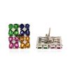 Image 2 : 14KT White Gold 4.00 ctw Multicolor Sapphire and Diamond Earrings