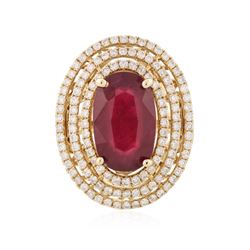 14KT Yellow Gold 8.09 ctw Ruby and Diamond Ring