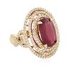 Image 2 : 14KT Yellow Gold 8.09 ctw Ruby and Diamond Ring
