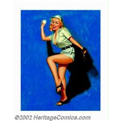 Forest Clough - Original Pin-up Painting (1955-1960). Forest Clough painted pin-up images for two ca