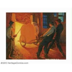 Leland Gustavson (1899-1966) Original Advertising Painting (1940-1950). A student of Harvey Dunn's,.