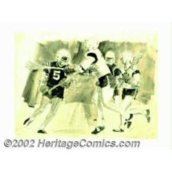 George Guzzi - Original Illustration Art (c.1965). This sports action image was most likely publishe