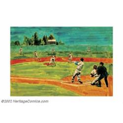 George Guzzi - Attributed - Original Illustration Art (c.1970). This baseball painting was most like