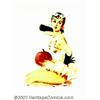Image 1 : Mauro Scali - Original Pin-up Painting (c.1960). This lovely Halloween Girl was rendered in gouache.