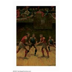 P. Schaeffer - Original Pulp Painting (1915-1920). A rare, early basketball illustration that was pr