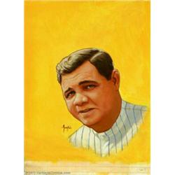 Greg Theakston - Original Magazine Cover Art (1991). This beautiful portrait of Babe Ruth was utiliz